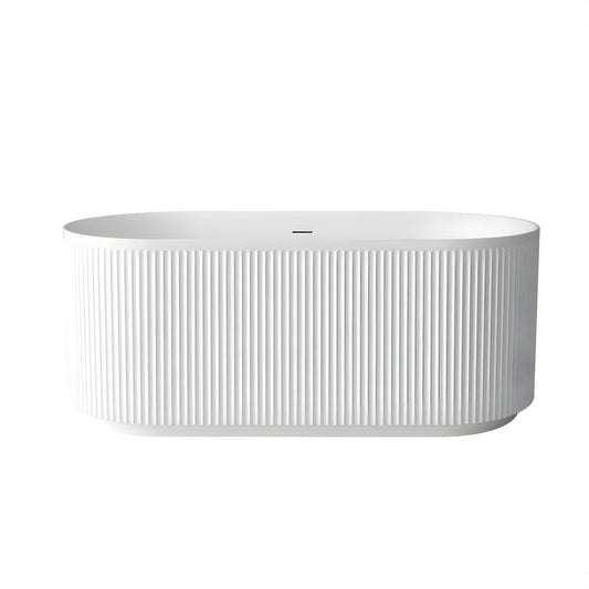Attica Havana Freestanding bath integrated overflow Gloss White Lined Design