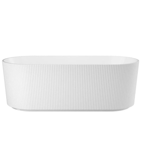 Linsol Cleo Freestanding Bath Fluted Matte White Oval